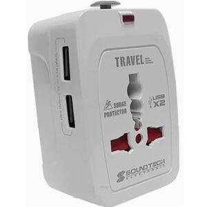 316595_1 Soundteoh Travel Adaptor with Dual USB White