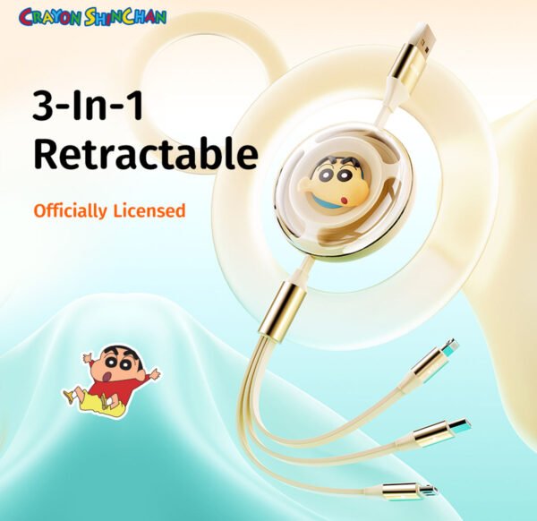 ROCK Crayon ShinChan 3.5A Retractable 3 In 1 Cable (1.1M)